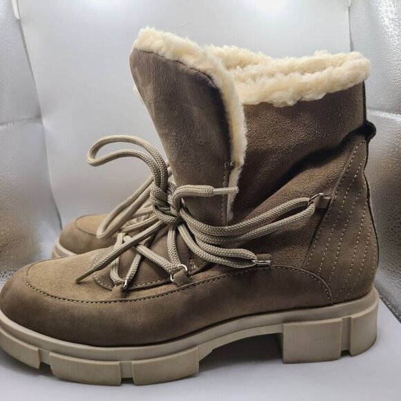 AVELLINI PORTUGAL SUEDE SHEARLING SHERPA LACEUP BOOTS SIZE 8 - Picture 4 of 6